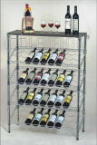 5 Tiers Slanted Chrome Metal Grape Wine Bottle Display Rack