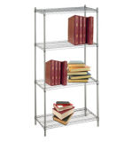 DIY 4 Tiers Heavy Duty 550lbs Chrome Metal Wire Office Book Rack Shelf