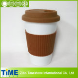 Wholesale High Durable Porcelain Coffee Cup with Silicone Band and Lid (612042)