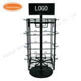 Portable Retail 4 Side Metal Hanging Rotating Table Top Wire Display Stand Racks with Hooks