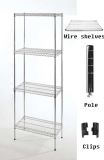 Warehouse Use Chrome Wire Shelving with 4 Layers 18''x36'' (SII-MWS07)
