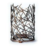 Metal Twig Candle Holder with Glass Cup