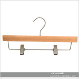 Hh Natural Color Wooden Pants Hanger with Clips, Wood Hanger for Trousers