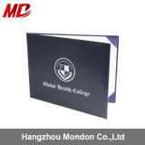 Navy Blue Leatherette Graduation Diploma Folder Four Satin Corners One Moire-Panoramic Style