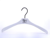 White Wooden Hanger with Black Hook and Logo