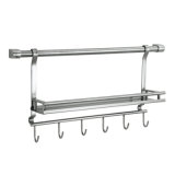 304 Stainless Steel Single Kitchen Shelf with Hooks (CG01-105)