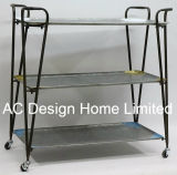3 Tier Antique Vintage Decorative Galvanized/Metal Rack Step Shelf Trolley