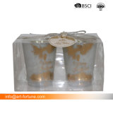 Electroplate and Laser Engrave Glass Candle Holder with Spray Inside in Pet Box