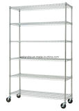 Rolling Heavy Duty 6 Shelf Adjustable Chrome Finish Commercial Wire Shelving Unit with Wheels