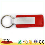 Promotion Square Zinc Metal Key Chain PU Leather Keyring