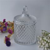 Embossing Glass Candle Jar with Lid