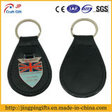 Custom Metal Leather Keychain with National Flag Metal Plate
