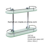 Double Layer Tempered Bathroom Glass Shelf with Rail (YMT-62)