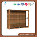Wooden Rectangular Wall Mounted Display Stand with Sliding Door