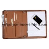 Zip Leather PU Tablet Holder Portfolio A4 Size Folder with Powerbank