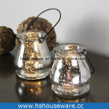 Silver with Handle Glass Votive Candle Holder