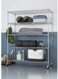 Durable 5 Shelf Commercial Adjustable NSF Chrome Steel Large-Scale Storage Wire Rack with Wheels 24