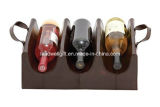 Stunning Wood Real Leather Wine Bottle Holder Display Rack