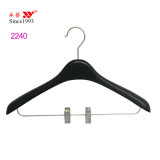 Black Decorate Plastic Hangers with Clips for Suits