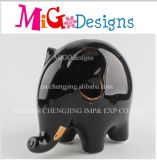 OEM Ceramic Craft Black Money Elephant Saving Bank