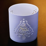 Hollow Tree Pattern Heat Resistant Ceramic Candle Holders for Christmas Decoration
