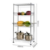 Adjustable 4 Tiers Chrome Metal Wire Mini-Basket Storage Shelving Rack with 4 Level Foot