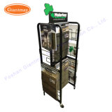 Iron Wrought 3 Sides Flooring Ceramic Tiles Hanging Exhibition Display Rack with Wheels