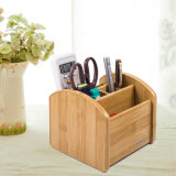 Small Size Bamboo Color 4 Slots Wood Pen Holder C2029