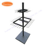 4 Sides Rotating Mobile Cell Phone Accessories Hanging Counter Display Shelving Rack with Hooks