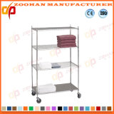 High Quality Chrome Home Wire Shelves Rack with Wheel (ZHw163)