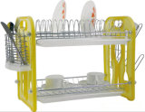 2 Layers Metal Wire Kitchen Dish Rack Plastic Board No. Dr16-Bp02