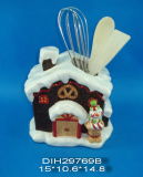 Christmas House Ceramic Utensil Holder
