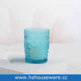 Blue Sunflower Design Glass Candle Holder