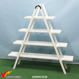 4 Tier Movable Antique White Wooden Display Rack