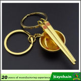 3D Gold Color Bowl and Chopsticks Key Chain for Lovers