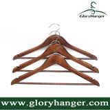 Wooden Hanger with Pant Bar for Clothes Shop Garment with Metal Hook