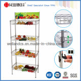 4 Tiers Vegetables Supermarket Display Basket Rack with Advertisement Holder