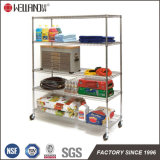 Movable 5 Tiers Metro Heavy Duty Chrome Steel Storage Wire Shelving with Wheels, 48 X 24 X 72