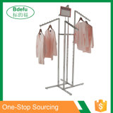 Heavy Duty Chrome Adjustable Arms, Square Tubing, 4 Way Clothing Rack for Clothing Store Display