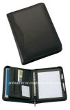 A4 Zipper Document Leather Conference Folder with Notepad