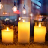 Hot Selling Moving Wick LED Candle Holders Glass