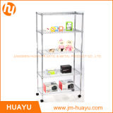5 Tier Movable Chrome or Powder Coated Wire Shelving for Home, Garage, Supermarket