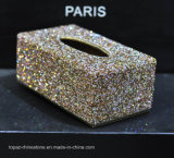 Hand Made Diamante Diamond Rhinestone Crystal Tissue Paper Box Holder (TB-011 topaz)