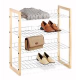 Wood & Chrome 4 Tier Closet Shelf