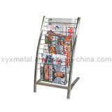 Floor Chrome Metal Newspaper Display Stand Rack