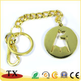 Electroplating Gold Keychain Keyring with a Cute Dog in Center
