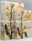S/2 Fresh Floral Design Canvas/MDF Wooden Printing Storage Book Box