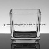 8*8*8cm Square-Shaped Clear Glass Candle Holder for Home Decoration (ZT-071)
