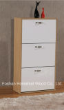 Home Furniture Glossy Wooden 3 Rotating Drawers Shoe Cabinet (XE31)