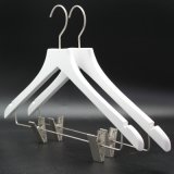 Yeelin White Wooden Suit Hanger with Metal Clips